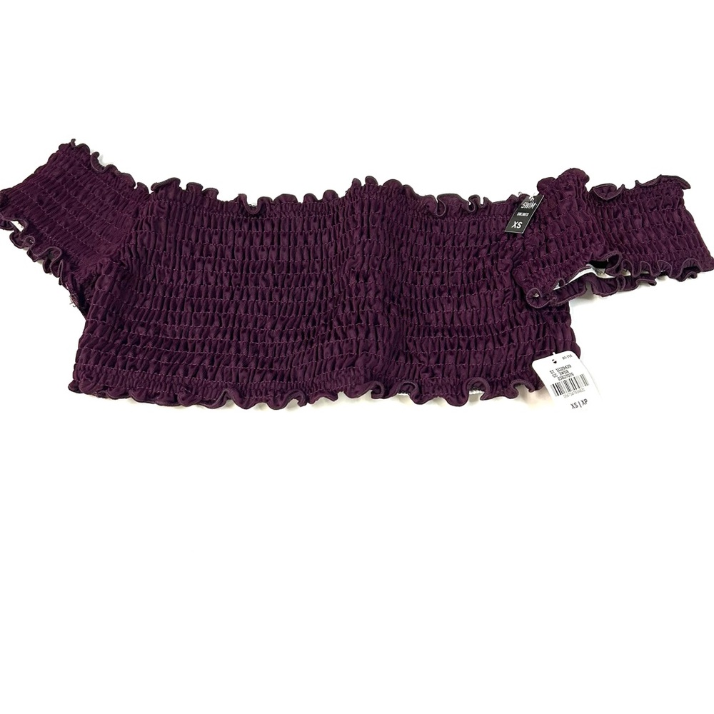 NEW PINK Victorias Secret Size XS Crop Bikini Top Solid Purple Slip Over #3582